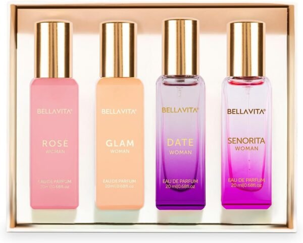 BellaVita Luxury Perfumes for Women Set (4x20ml) | Woman Perfume with DATE, SENORITA, GLAM & ROSE | Vanilla Perfume with Floral Sweet & Musk | Arabian Perfume for Women | Cologne & Perfume Gift Set - Image 7