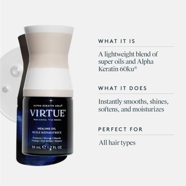 Virtue Healing Hair Oil, Hair Treatment Serum for Damaged Hair, Shake to Activate, Color Safe, 1.7 Fl Oz - Image 3