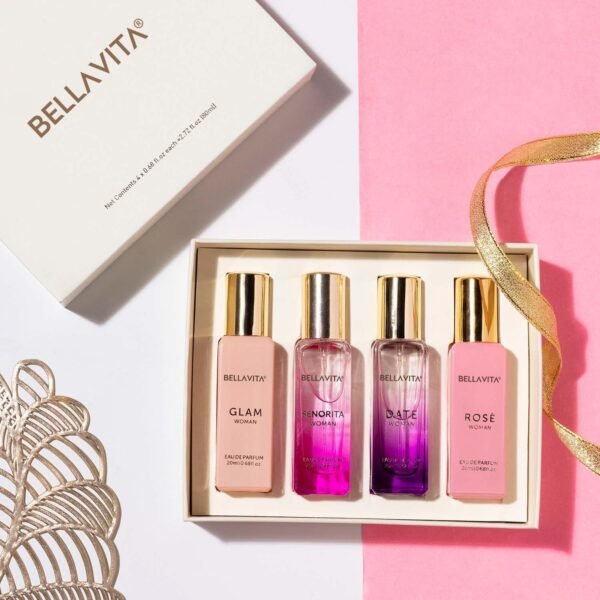 BellaVita Luxury Perfumes for Women Set (4x20ml) | Woman Perfume with DATE, SENORITA, GLAM & ROSE | Vanilla Perfume with Floral Sweet & Musk | Arabian Perfume for Women | Cologne & Perfume Gift Set - Image 8