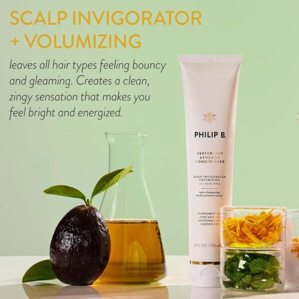 PHILIP B. Peppermint Avocado Scalp Invigorating Kit - Includes Shampoo (7.4 oz), Conditioner (6 oz) and Scalp Massager - Image 6