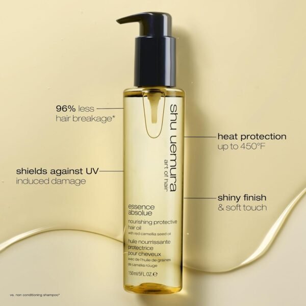 Shu Uemura Essence Absolue Nourishing Protective Hair Oil - Lightweight Multi-Benefit Hair Oil, Hydrates, Adds Shine, and Reduces Frizz, With Japanese Camellia Oil, For All Hair Types - Image 4
