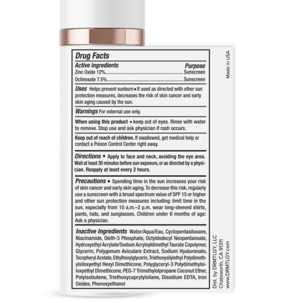 DRMTLGY Anti-Aging Tinted Moisturizer SPF 46 – Sheer Face Sunscreen & Lightweight Makeup with Broad Spectrum UV Protection – Hydrating Skin Care & Face Moisturizer – FSA HSA Eligible (1.7 oz) - Image 10