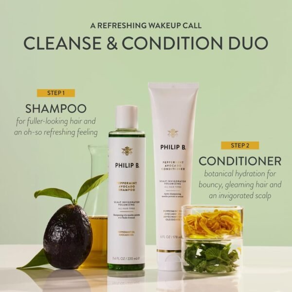 PHILIP B. Peppermint Avocado Scalp Invigorating Kit - Includes Shampoo (7.4 oz), Conditioner (6 oz) and Scalp Massager - Image 3