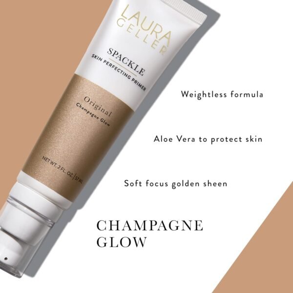 LAURA GELLER NEW YORK Spackle Primer - Champagne Glow - Super-Size 2 Fl Oz - Hyaluronic Acid Makeup Primer for Mature Skin - Image 4