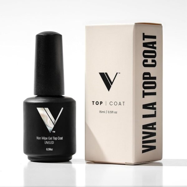 V Beauty Pure No Wipe Gel Top Coat - Long Lasting UV Top Coat Gel Nail Polish, Scratch and Stain Resistant, Durable, Non Yellowing, No Sticky Layer, Glossy - For Manicure & Pedicure - 15ml - Image 2