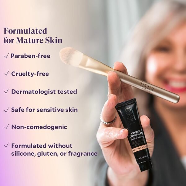 Fièra Luxury Concealer & Foundation with Anti-Aging Ingredients - Full Coverage for Dark Circles, Wrinkles, Fine Lines, and Spots, All-Day Wear For Mature Skin - Neutral Beige, 0.5 FL. OZ. / 15 ML - Image 8