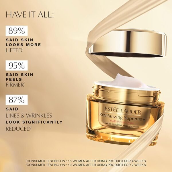 Estée Lauder Revitalizing Supreme+ Youth Power Cream Moisturizer with Hyaluronic Acid & Peptides | Anti-Aging - Image 7