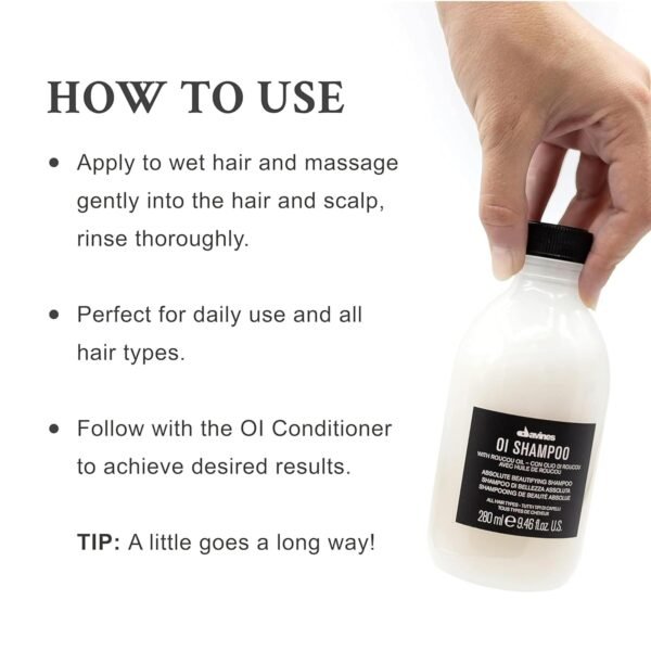 Davines OI Shampoo | Nourishing Shampoo for All Hair Types | Shine, Volume, and Silky-Smooth Hair Everyday - Image 4