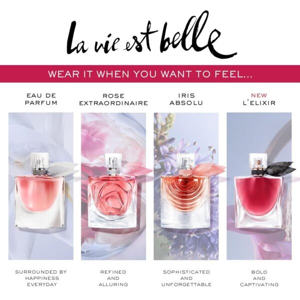 Lancôme La Vie Est Belle L'Elixir Eau De Parfum 3.4 Fl.oz Refill - Warm, Velvety Floral Perfume with Notes of Raspberry, Bergamot, Violet, Rose & Cocoa Butter - Womens Perfume - Image 8