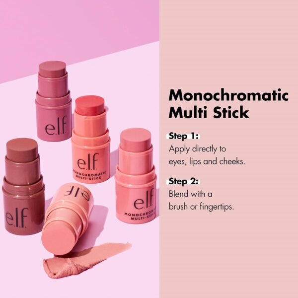 e.l.f. Monochromatic Multi Stick, Luxuriously Creamy & Blendable Color, For Eyes, Lips & Cheeks, Dazzling Peony, 0.17 Oz - Image 5