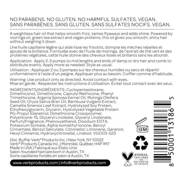 VERB Ghost Oil - Weightless Hair Oil for Fine to Medium Hair – Smooths Frizz, Adds Shine – Sulfate, Paraben and Gluten Free - Image 11