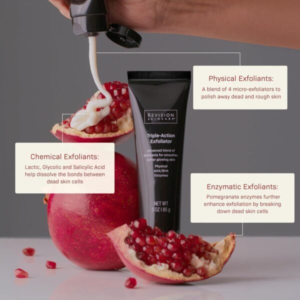 Revision Skincare Triple-Action Exfoliator, Clinical Face Exfoliator with Physical, Chemical and Enzymatic Exfoliation, AHA, BHA and Salicylic Acid to Polish Skin and Improve Texture - Image 3