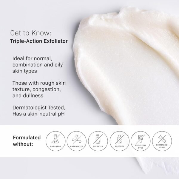 Revision Skincare Triple-Action Exfoliator, Clinical Face Exfoliator with Physical, Chemical and Enzymatic Exfoliation, AHA, BHA and Salicylic Acid to Polish Skin and Improve Texture - Image 6