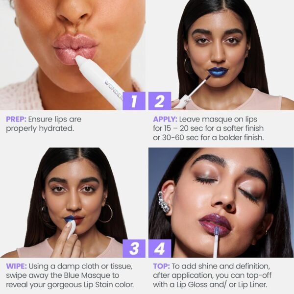 Wonderskin Wonder Blading Lip Stain Peel Off Masque - Long Lasting, Waterproof and Transfer Proof Pink Lip Tint, Matte Finish Peel Off Makeup (Beautiful Masque) - Image 4