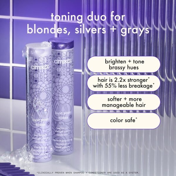 amika bust your brass cool blonde strength repair conditioner - Image 3
