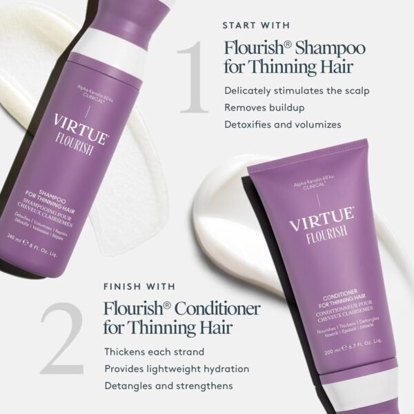 VIRTUE Flourish Sulfate Free Shampoo for Thinning Hair, Volumizing Hair Growth Product, Detoxifies and Repairs, Color Safe - Image 5
