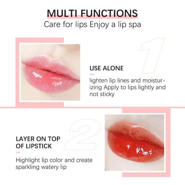 Hydrating Lip Glow Oil, Lip Oil Gloss Transparent Toot Tinted Nourishing Long Lasting Repairing Lightening Lip Lines (RASPBERRY) 0.2 OZ - Image 8