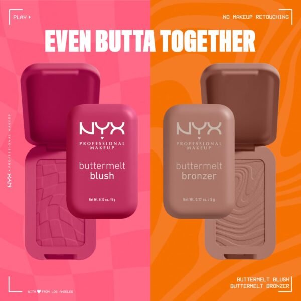NYX PROFESSIONAL MAKEUP Buttermelt Powder Blush, Fade and Transfer-Resistant Blush, Up to 12HR Make Up Wear, Vegan Formula - Butta With Time - Image 10