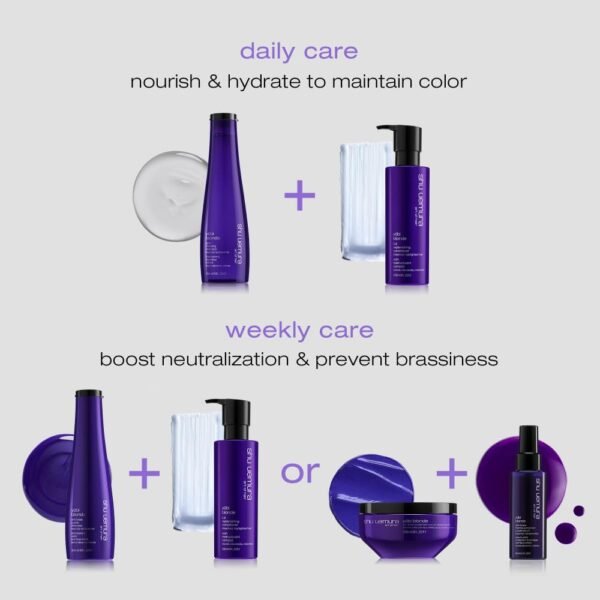 Shu Uemura Yubi Blonde Anti-Brass Purple Shampoo & Conditioner Set - Color Correcting, Neutralizes Brassiness, Moisturizes and Smooths Blonde Hair - Image 4