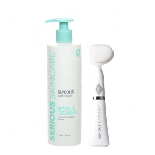 Serious Skincare Glycolic Facial Cleanser 12 oz. + Oscillating Facial Brush Cleansing Tool - Creamy Deep Pore Cleansing Formula - Glycolic Acid - Gentle - Oil Free Face Wash - Image 2