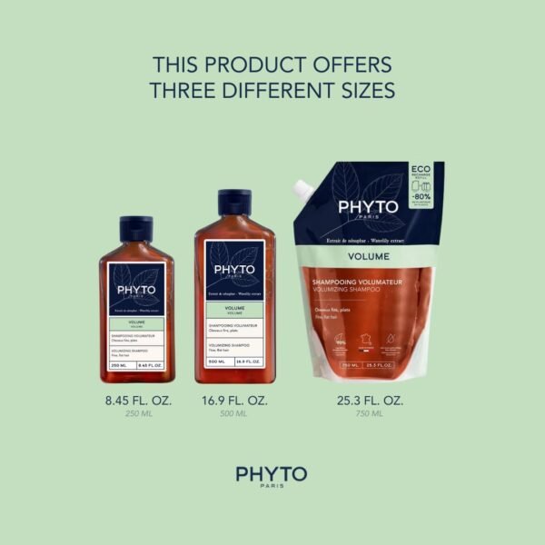 PHYTO VOLUME Volumizing Shampoo, Lightweight, For Fine Hair and Thin Hair, Instant Volume, 8.45 fl. oz - Image 6