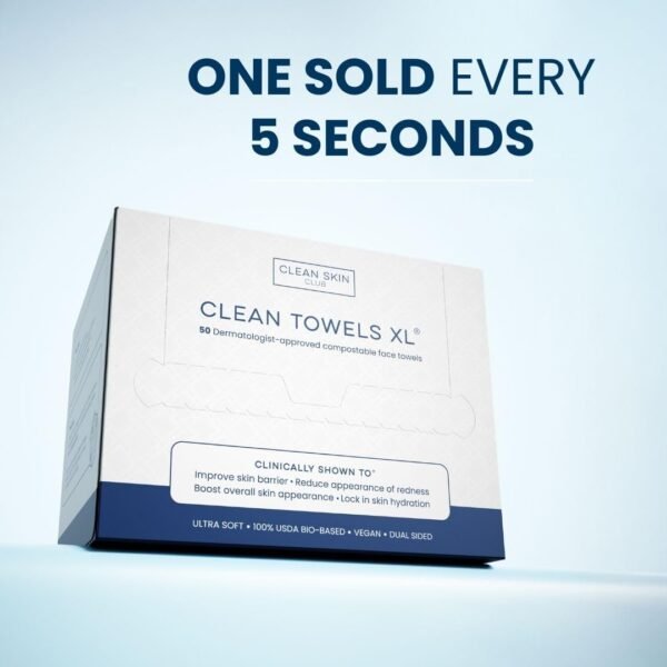 Clean Skin Club Clean Towels XL™, 100% USDA Biobased Face Towel, Disposable Face Towelette, Eczema Association Accepted, Makeup Remover Dry Wipes, Ultra Soft, 50 Ct, 1 Pack - Image 10