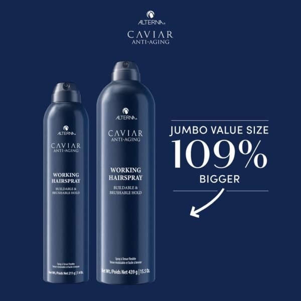 CAVIAR Anti-Aging Working Hairspray | Buildable, Brushable Hold | Helps Control Frizz & Adds Shine | Sulfate Free - Image 4