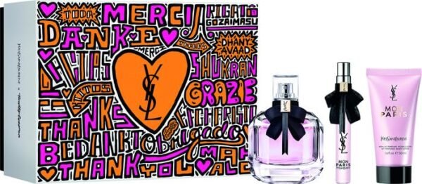 YVES SAINT LAURENT Mon Paris 3 Pcs Gift Set For Women: 3 Oz Eau De Parfum Spray + 0.33 Mini Eau De Parfum Spray + 1.6 Body Lotion - HARD GIFT BOX - Image 3