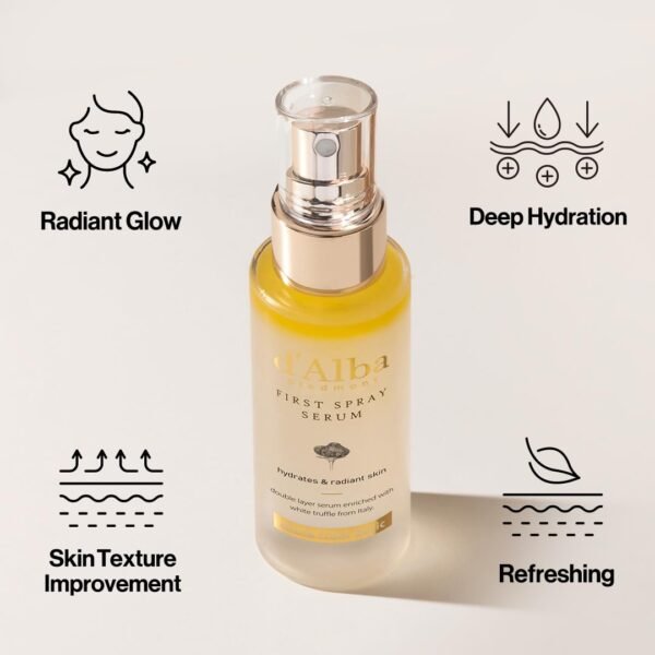 d'alba Piedmont Italian White Truffle First Spray Serum, Vegan Skin Care, Hydrating Face Moisturizer, Glow Serum for Radiant Skin, Non Comedogenic, All In One Mist (1.69 fl oz.) - Image 6