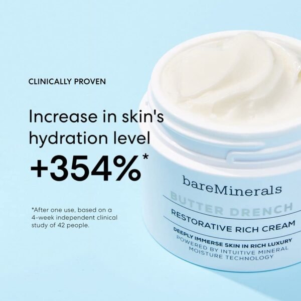 bareMinerals Butter Drench Restorative Rich Face Cream, Hydrating Face Lotion, Helps Skin Retain Moisture, Soothes Dry Skin, Non-Comedogenic, Vegan - Image 3