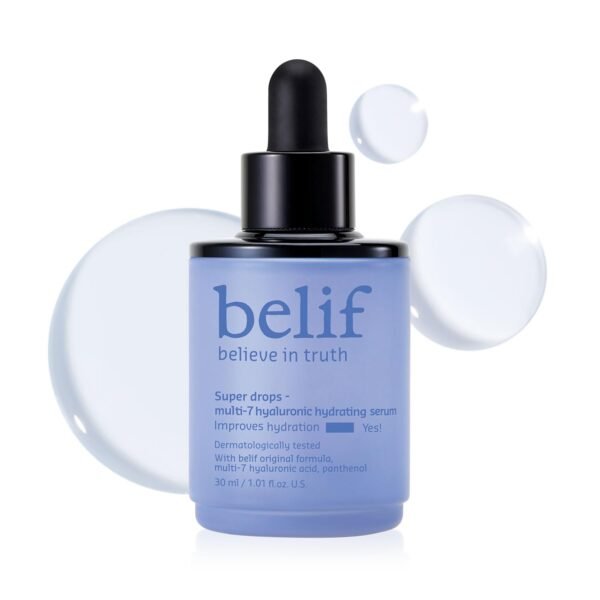belif Super Drops Multi-7 Hyaluronic Hydrating Serum - 24-hr Moisturization, Hyaluronic Acid, Panthenol, Lightweight Daily Essence | Korean Skincare (1.01 fl. oz) - Image 2