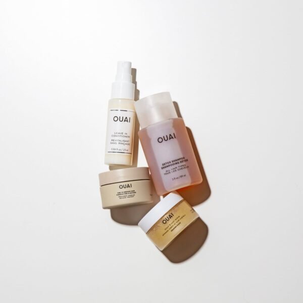 OUAI Travel Kit - Includes Travel Size Leave In Conditioner, Detox Shampoo, Fine to Medium Hair Mask, Scalp & Body Scrub - Travel Size Stocking Stuffers for Women (4 Count) - Image 4