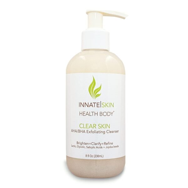 Clear Skin AHA BHA Exfoliating Cleanser Glycolic & Salicylic Acid Cleanser, Jojoba Beads - 8oz Pump - Image 2