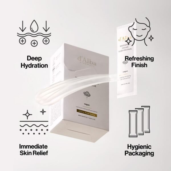 d'alba Piedmont Italian White Truffle Waterfull Vegan Sleeping Pack, Non Wash-off Overnight Face Mask, Portable Gel-type for moisture retention, Safe for sensitive skin, Korean Skin Care - Image 6