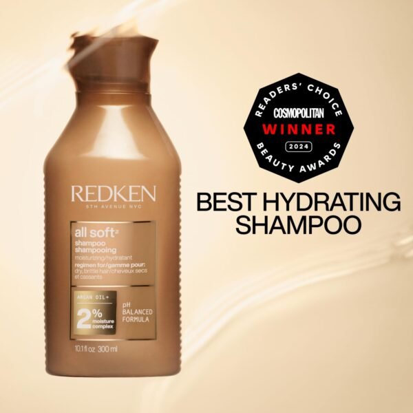 Redken All Soft Shampoo - Moisturizes & Hydrates Dry Hair, Softens & Adds Shine, With Argan Oil, Safe For Color-Treated Hair - Image 5