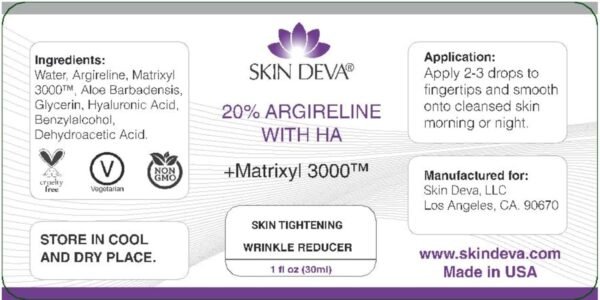 SKIN DEVA 20% Argireline Serum with Matrixyl 3000 Pure Hyaluronic Acid Serum For Face Deep Wrinkle Reducer Anti Aging Tones Skin and Stimulates Collagen Peptides Serum For Face - Image 7