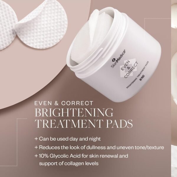 SkinMedica Even & Correct Brightening Treatment Pads For Face Exfoliating, 10% Glycolic Acid Pads That Are Retinol-Free, Alcohol-Free and Hydroquinone-Free, 60 Ct - Image 3