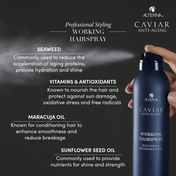 CAVIAR Anti-Aging Working Hairspray | Buildable, Brushable Hold | Helps Control Frizz & Adds Shine | Sulfate Free - Image 7