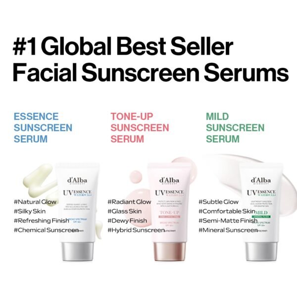 d'alba Piedmont Waterfull Tone-Up Sunscreen Serum BROAD SPECTRUM SPF 50 + Korean Sunscreen for Face, All Skin Tones, Sweat Proof Formula (1.69 fl.oz.) - Image 3