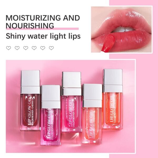 Hydrating Lip Glow Oil, Lip Oil Gloss Transparent Toot Tinted Nourishing Long Lasting Repairing Lightening Lip Lines (RASPBERRY) 0.2 OZ - Image 10