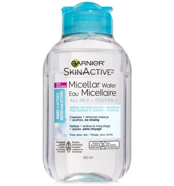 Garnier SkinActive Micellar Cleansing Water, For Waterproof Makeup, 3.4 Fl Oz - Image 2