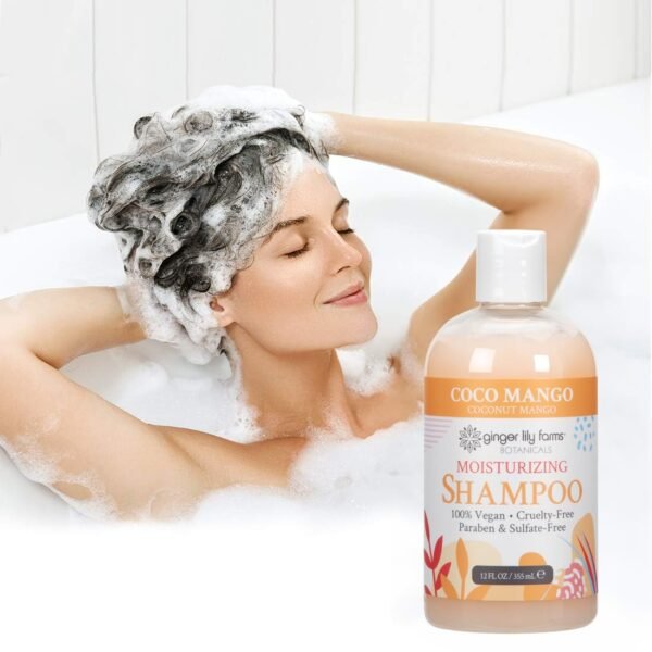 Ginger Lily Farms Botanicals Moisturizing Shampoo for All Hair Types, Coco Mango, 100% Vegan & Cruelty-Free, Coconut Mango Scent, 12 Fl Oz - Image 7
