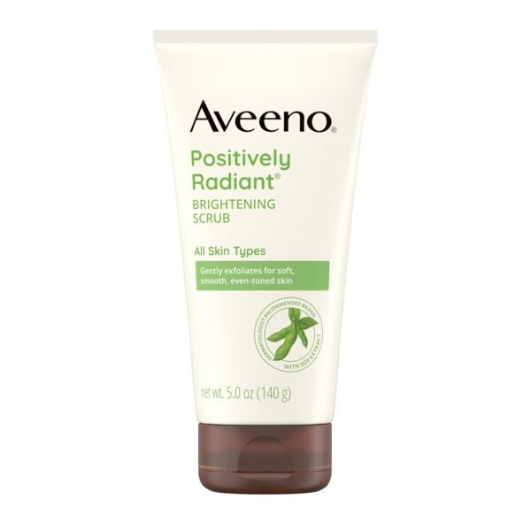 Aveeno Positively Radiant Skin Brightening Exfoliating Daily Facial Scrub, Moisture-Rich Soy Extract, helps improve skin tone & texture, Oil-& Soap-Free, Hypoallergenic, 5 oz - Image 2