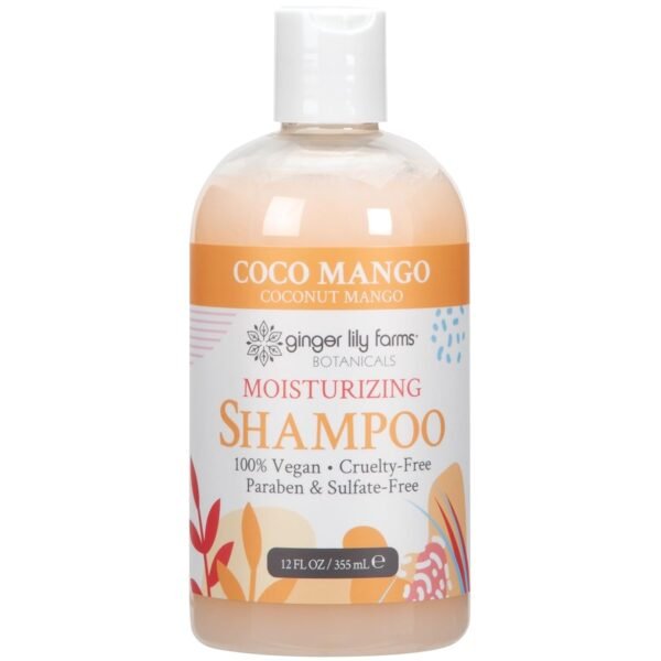Ginger Lily Farms Botanicals Moisturizing Shampoo for All Hair Types, Coco Mango, 100% Vegan & Cruelty-Free, Coconut Mango Scent, 12 Fl Oz - Image 2