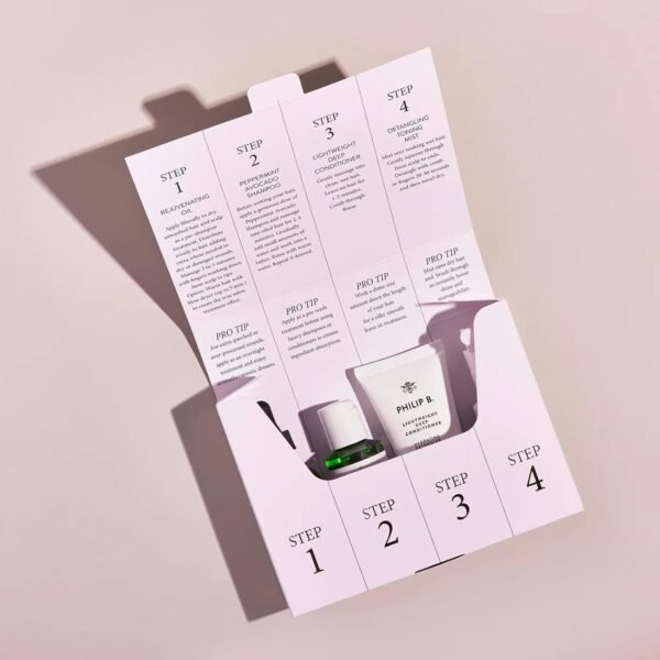 Philip B. 4 Step Discovery Kit - Includes Peppermint Avocado Shampoo, Rejuvenating Oil, Detangling Toning Mist & Lightweight Deep Conditioner, 2 fl oz Each - Image 7