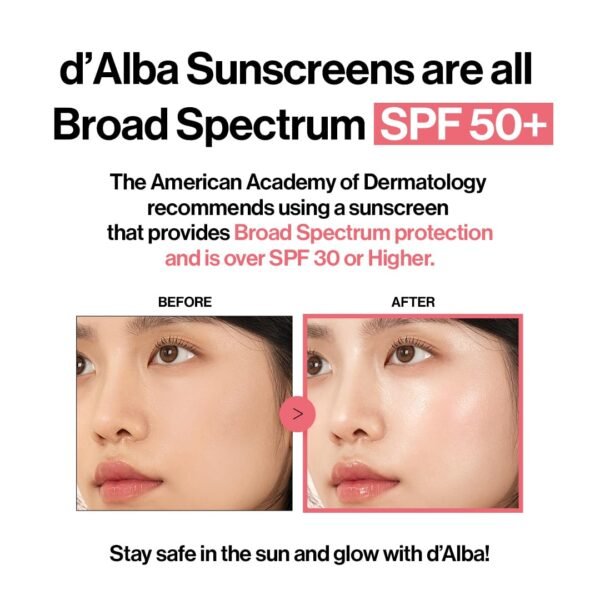 d'alba Piedmont Waterfull Tone-Up Sunscreen Serum BROAD SPECTRUM SPF 50 + Korean Sunscreen for Face, All Skin Tones, Sweat Proof Formula (1.69 fl.oz.) - Image 8