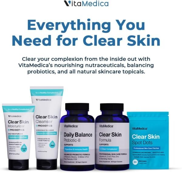 VitaMedica Clear Skin Vitamin Formula | Noncystic Acne Supplement for Skin Clearing | Breakout Treatment for Women and Men | Vitamins A, C, E, Selenium, Chromium, and Zinc for Skin Health | 2 Pack - Image 5