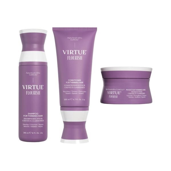 Virtue Flourish Shampoo, Conditioner, and Hair Mask Bundle for Fine and Thinning Hair, Sulfate Free, Color Safe - Image 2