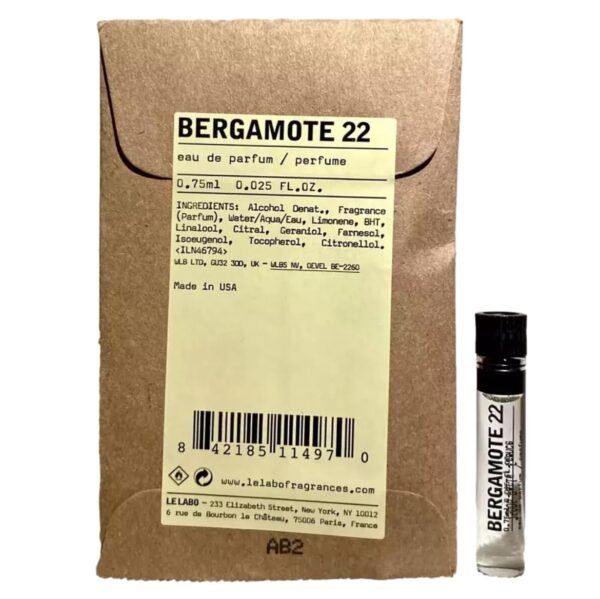 Le Labo BERGAMOTE 22 UNISEX Perfume EDP Vial 0.75 ml / 0.025 oz - (ONE SAMPLE VIAL PER ORDER) 4970 - Image 2