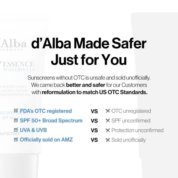 d'alba Piedmont Italian White Truffle Waterfull Essence Sunscreen, Vegan Skincare, Lightweight Sunscreen with BROAD SPECTRUM SPF 50+, Glowy, Safe for all Skin Types, Korean Skin Care (1.69 fl. oz) - Image 4